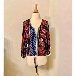 Xhilaration Zip Front Bohemian‎ Top